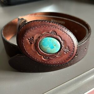 Vintage Boho Brown Leather Western Belt